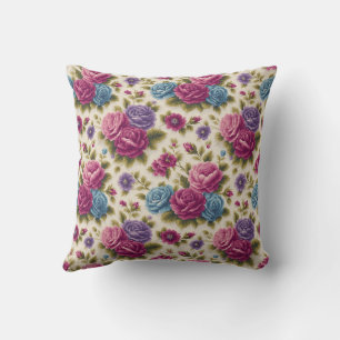 Elegant Vintage Stylish Romantic Floral Chic Throw Pillow