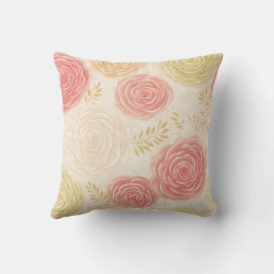 Elegant Vintage Stylish Romantic Floral Chic Throw Pillow