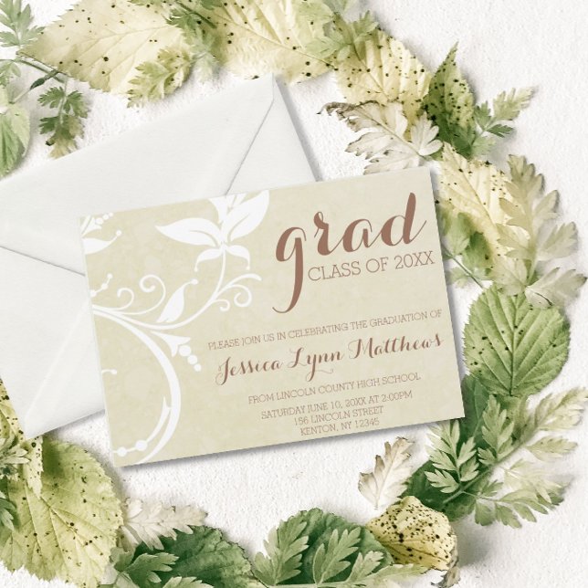 Elegant Vintage Swirl Class of 20XX Invitation (Creator Uploaded)