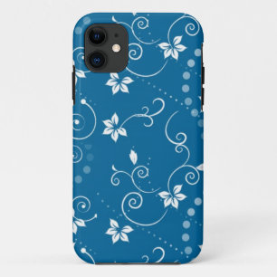 Elegant Vintage Swirly Blue Floral iPhone Case