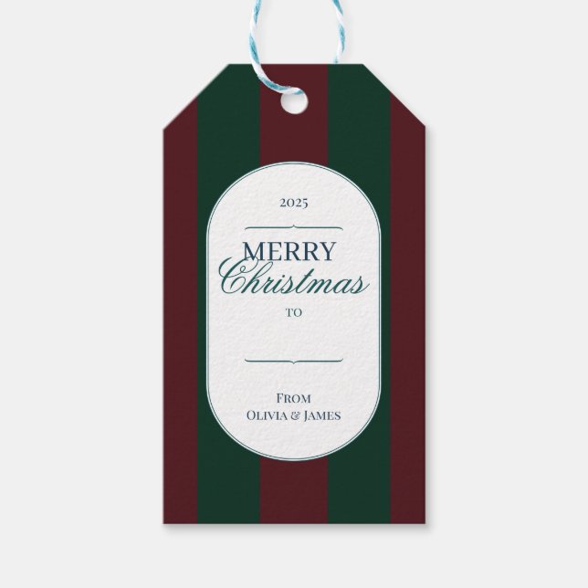 Elegant vintage Tartan Plaid Christmas gift tag (Front)
