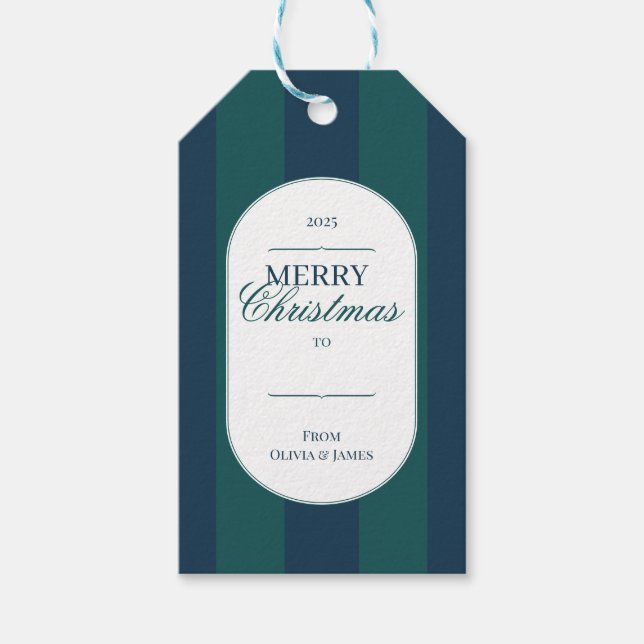 Elegant vintage Tartan Plaid Christmas gift tag (Front)