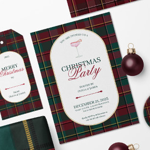 Elegant vintage Tartan Plaid Christmas Invitation