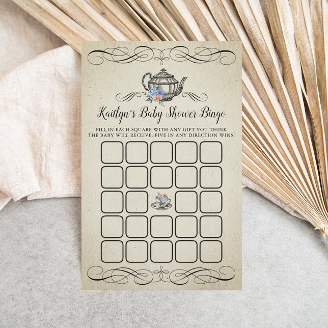 Elegant Vintage Tea Party | Baby Shower Bingo (Creator Uploaded)