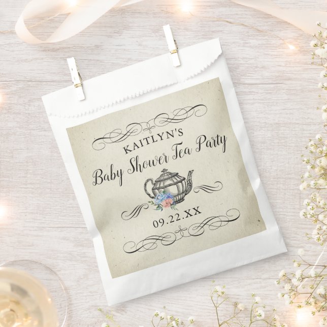 Elegant Vintage Tea Party | Baby Shower Favour Bag (Clipped)