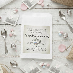 Elegant Vintage Tea Party   Bridal Shower Favour Bag