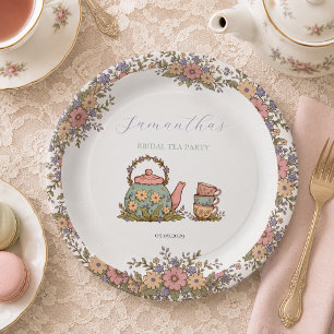Elegant Vintage Tea Party Bridal Shower  Paper Plate