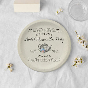 Elegant Vintage Tea Party   Bridal Shower Paper Plate