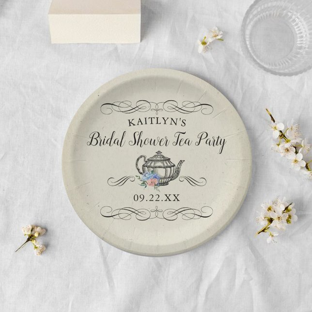 Elegant Vintage Tea Party | Bridal Shower Paper Plate (Creator Uploaded)