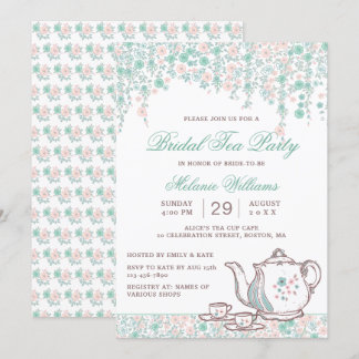 Elegant Vintage Tea Party | Floral Bridal Shower Invitation