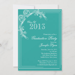 Elegant Vintage Teal Graduation Party Invitation