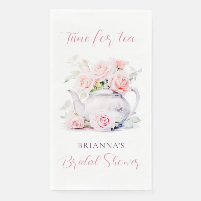 Elegant Vintage Teapot Tea Party Bridal Shower Napkin (Front)