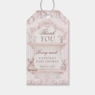 Elegant Vintage Teddy Bear Baby Shower Thank You Gift Tags