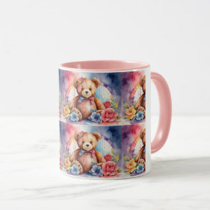 Elegant Vintage Teddy Bears on Ceramic Mug