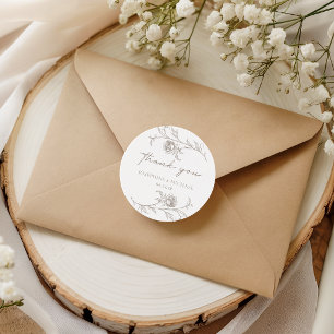 Elegant Vintage Thank You Wedding Favor Sticker