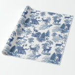 Elegant Vintage Toile Blue Deer in Woodland Wrapping Paper<br><div class="desc">Classic French toile de jouy fabric pattern, with countryside motifs of different kinds of American deer, perfect for the festive Christmas gift wrapping, decoupage crafts or any other occasion. In various cultures deer symbolizes strength, agility and stamina but also gentleness, unconditional love, awareness of surroundings and mindfulness. It represents innocence,...</div>