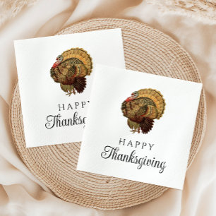 Elegant Vintage Turkey Happy Thanksgiving Napkin