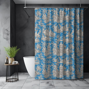 Elegant vintage turquoise toile de jouy
