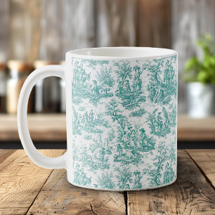 Elegant vintage turquoise toile de jouy  coffee mug