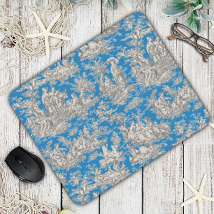 Elegant vintage turquoise toile de jouy mouse pad