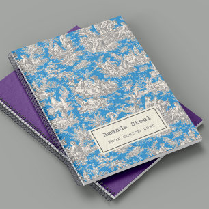 Elegant vintage turquoise toile de jouy small notebook