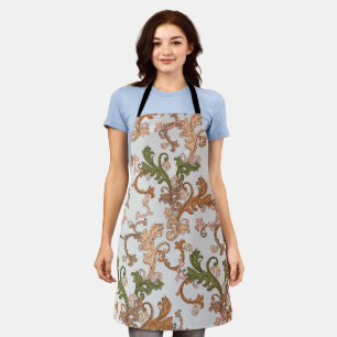 Elegant Vintage Victorian Boho Leaves Background   Apron
