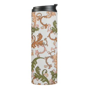 Elegant Vintage Victorian Boho Leaves Background Thermal Tumbler