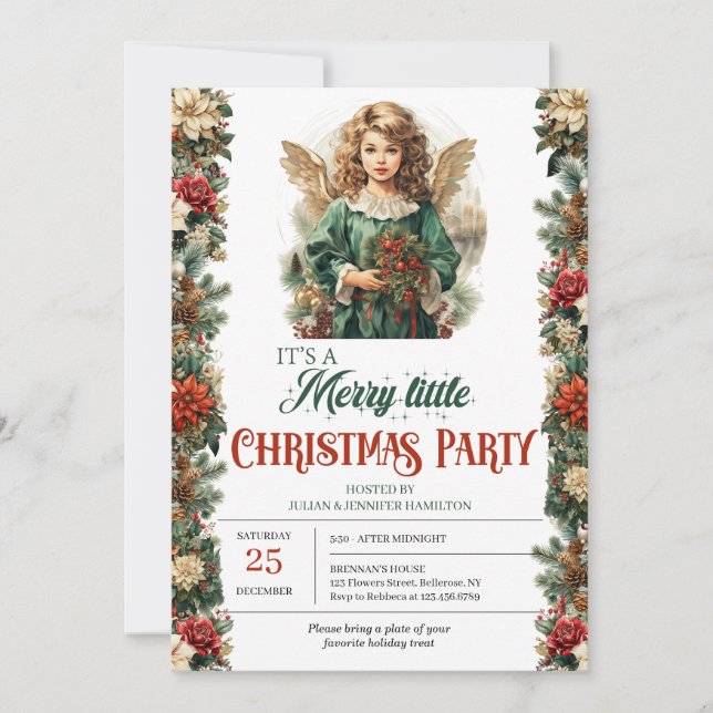 Elegant vintage Victorian Christmas angel  Invitation (Front)