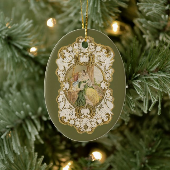 elegant vintage Victorian Christmas Ceramic Ornament (Tree)