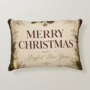 Elegant Vintage Victorian Christmas Greeting Accent Pillow