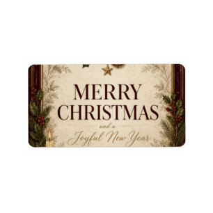 Elegant Vintage Victorian Christmas Greeting Label