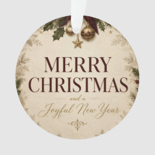 Elegant Vintage Victorian Christmas Greeting Ornament