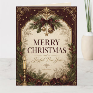 Elegant Vintage Victorian Christmas Greeting Thank You Card