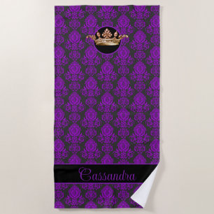 Elegant, Vintage, Victorian Damask Personalized Beach Towel