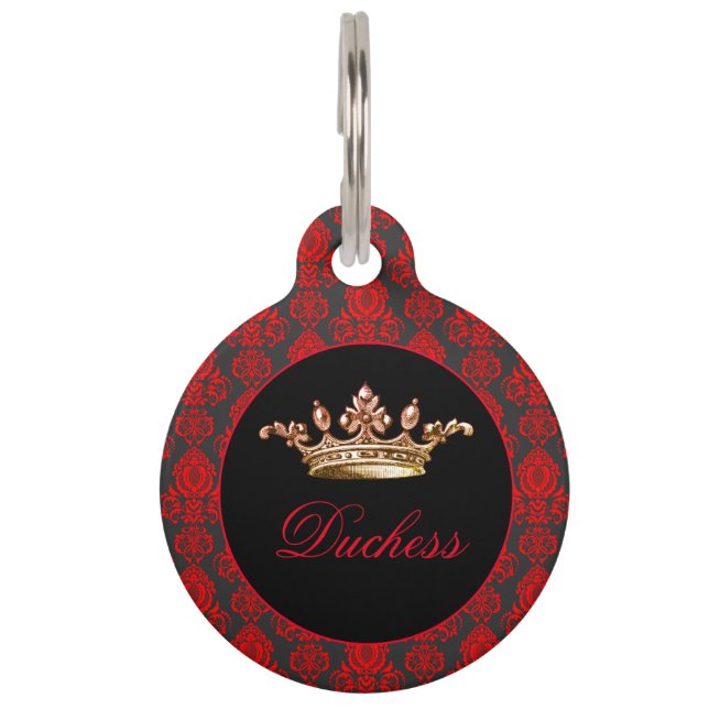 Elegant, Vintage, Victorian Damask Personalized Pet Tag (Front)