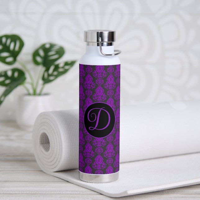 Elegant, Vintage, Victorian Damask Personalized  Water Bottle (Yoga)