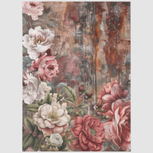 Elegant Vintage Victorian Rustic Floral Decoupage  Tissue Paper
