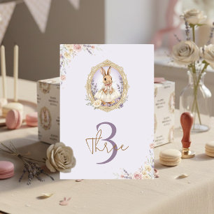 Elegant Vintage Watercolor Bunny Birthday  Table Number