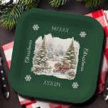 Elegant Vintage Watercolor Christmas Trees Forest Paper Plate<br><div class="desc">Vintage watercolor Merry Christmas forest Christmas trees paper plates.</div>