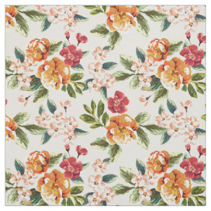 Elegant Vintage Watercolor Flowers Pattern Fabric