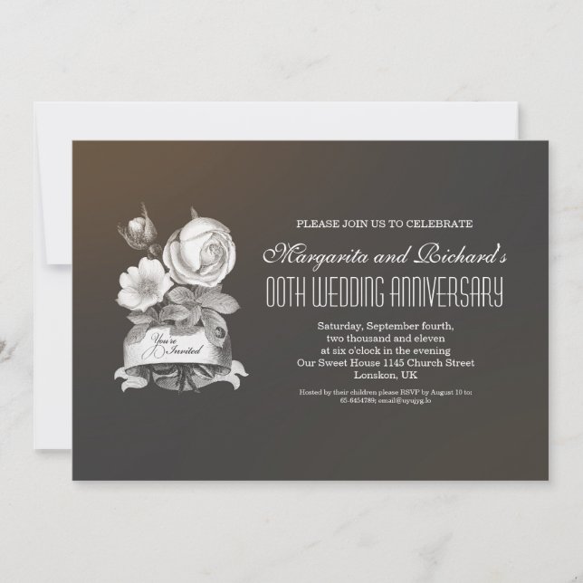 elegant vintage wedding anniversary invitations (Front)