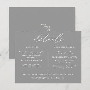 Elegant Vintage Wedding Details Card Grey