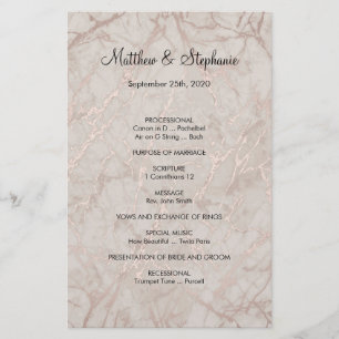 elegant vintage Wedding Program Flyer 5.5" x 8.5"