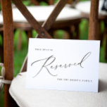 Elegant Vintage Wedding Reserved Sign Card<br><div class="desc">Wedding Reserved Sign: This 5x7 wedding reserved sign features the word "reserved" in vintage calligraphy script. Use this along with your wedding seating chart to direct guests where to sit.</div>