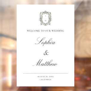Elegant Vintage Wedding Welcome Sign Window Cling 