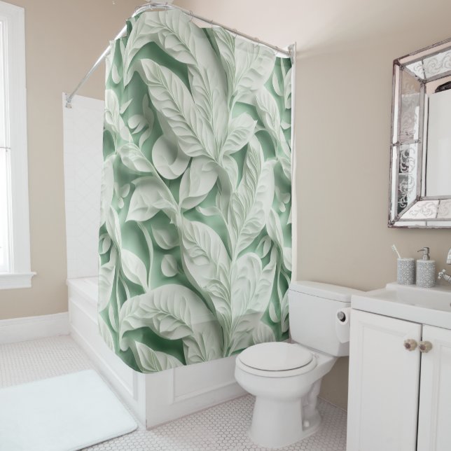 Elegant vintage white green botanical leaf pattern (In Situ)