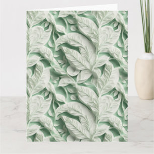 Elegant vintage white green botanical leaf pattern card