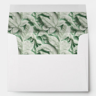 Elegant vintage white green botanical leaf pattern envelope