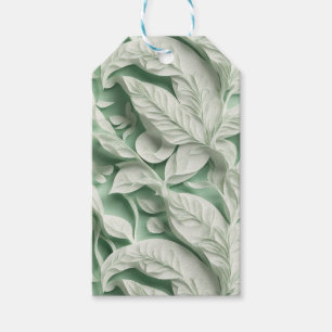 Elegant vintage white green botanical leaf pattern gift tags
