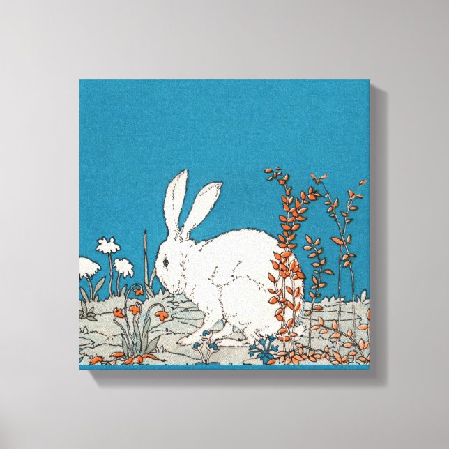 Elegant Vintage White Rabbit Canvas Print (Front)